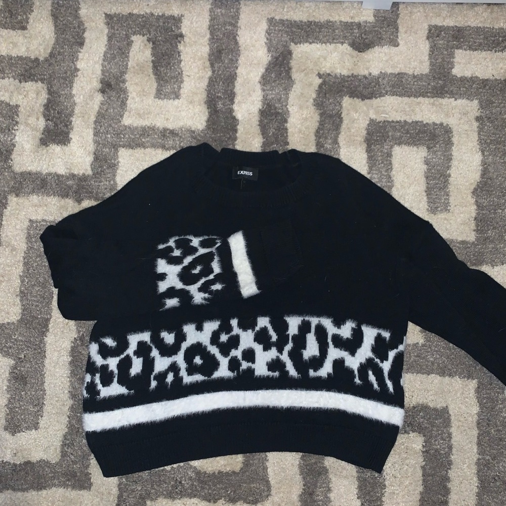 express sweater with animal print detail